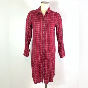 J. Peterman Plaid Button Front Shirt Dress Pink Western Size XS
